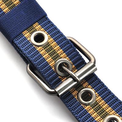 China Unisex Full Size Eyelets Suit Most Waist Pin Buckle Tactical Belt Nylon Outdoor Sport Canvas Webbing Belt With Plastic Buckle for sale