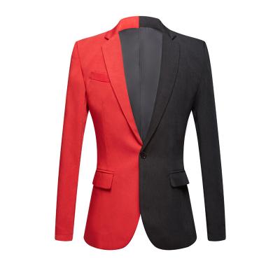 China Washable color matching men's dress men's red black and white dress host performance studio dress coat for sale