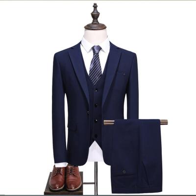 China New Design OEM Navy Pictures Anti-wrinkle Slim Fit Men Suits 3 Pieces for sale