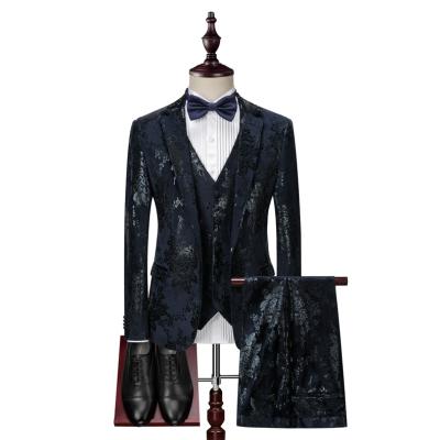 China Autumn/Winter New Printing Men's Suits Velvet Anti-Shrink Best Of Plus-size Three-Piece Groom Suits Get Groom Suit for sale