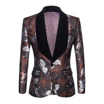 China Suit One Button 2022 British Style Men's Formal Suits and Blazer Business Jacquard Blazer 3 Pieces Waterproof Polyester Floral Print Shawl Lapel for sale