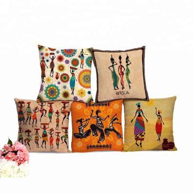 China PORTABLE African Images Digital Printing Ethnic Cushion Cover For Sofa Chair for sale