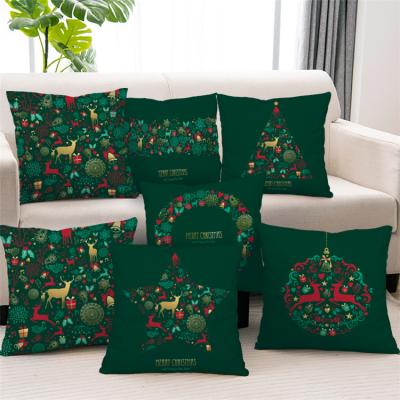 China Viable New Product Personalized Green Cushion Cover Christmas Decoration Custom Printed Pillow Case for sale