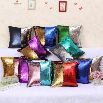 China Low MOQ Mermaid Two Color Viable Reversible Sequins Pillow Case Hot Sale Cushion Cover Magic Pillow Case for sale