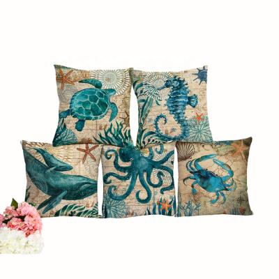 China Latest Designs Ocean Animals PORTABLE Custom Digital Printing Decorative Cushion Covers Pillowcase for sale