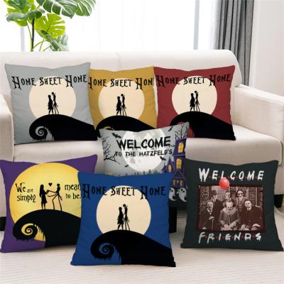 China New Design Viable Home Decor Cotton Pillowcase Halloween Pillow Cover Canvas Case for sale