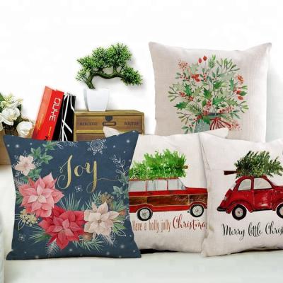 China Viable Red Polyester Fabric Christmas Tree Car Printing Home Decorative Sofa Cushion Cover Protector Beach Throw Pillows for sale