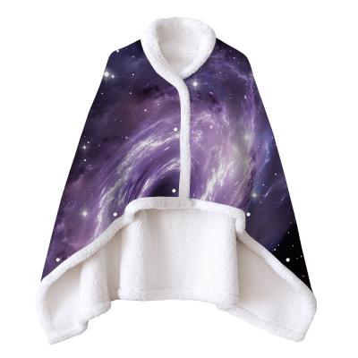 China Polyester Fleece Universe Anti-pilling Wearable Envelope Starry Printed Adult Blanket For Home Use for sale