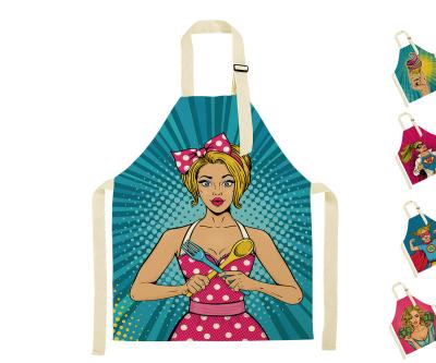 China New Design Fashion Reusable Women Cleaning Apron Custom Printing Waterproof Kitchen Apron for sale