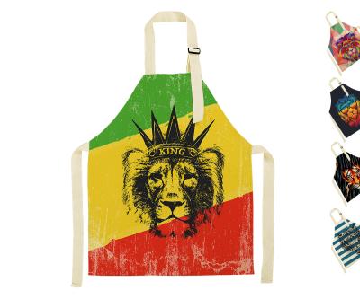 China Reusable Parent-child Apron Tiger Printed Home Kitchen Cotton Canvas Apron for sale