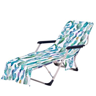 China Wholesale Super Soft Microfiber Quick Dry Beach Chair Cover Washable With Storage Pockets for sale