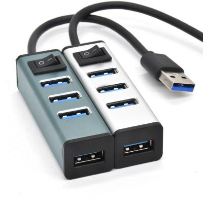 China 4 Ports 4 Ports USB 3.0 Aluminum Switch Multi Port HUB 3.0 4-Port USB 3.0 Multi Left HUB HUB 3.0 HUB For Macbook PC Computer Notebook Laptops for sale