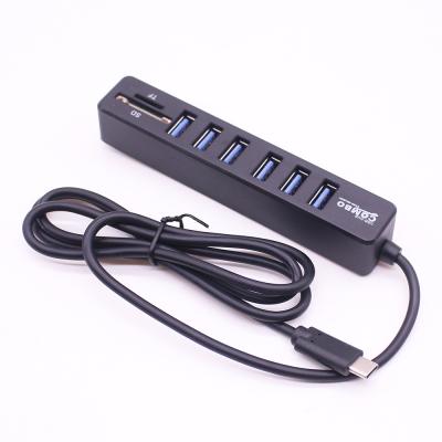 China 6 Port Type C Hub Multi Splitter 6 Port High Speed ​​USB 3.1 Hab All In One TF SD Card Reader USB C OTG Hub For PC Laptop Macbook for sale