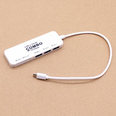 China 3 Ports Factory Price Mini Slim USB 2.0 SD TF Card Reader Micro HUB OTG Adaptador USB HUB For PC Laptop Macbook Mobile Phone for sale