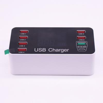 China UniversalÂ   Multi USB 8-Port Wall Charging Station Smart Fast Desktop Quick Charge 3.0 Type C Port With LED Display USB Charger Hub for sale