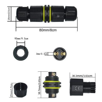 China Waterproof Connector M20 IP67/IP68 Waterproof Connector I Form 2 Way 2 Pin Cable Wire Gland Socket Connector Quick Plug Waterproof Connector for sale