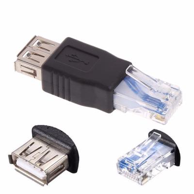 China Mobile Phone USB Type A Female To Male Ethernet RJ45 To Rj45 LAN Network Router USB Socket Plug Adapter for sale