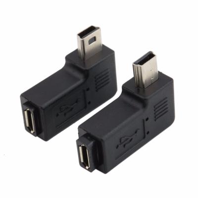 China Mobile Phone USB Micro 5 Pin Female to Mini 5 Pin Male 90 Degree Angle Right + Left Adapter Converter Mini USB Adapter for sale