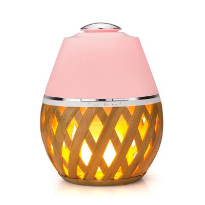 China 2021 Best Selling Amazon Power-Up Ultrasonic Flame Light Design Wood Diffuser Waterless Humidifier Ultrasonic Aroma Diffuser for sale