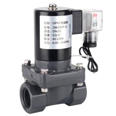 China UPVC 3/4in General Normally Closed Alkali Chemical Resistant Solenoid Valve AC220V~110V/DC24V~12V for sale