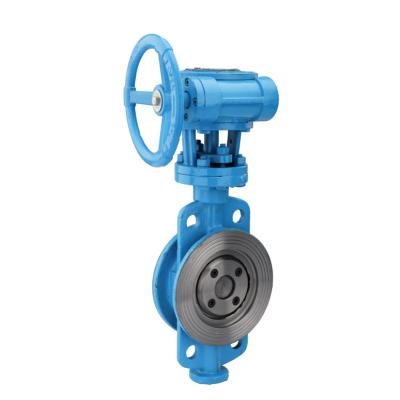 China D373H-16C Food and Industry Hard Seal Three Eccentric Turbine Cast Steel Wafer Butterfly Valve DN50-DN600 for sale