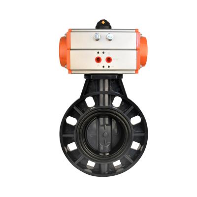 China General Type D671X-10S UPVC Pneumatic Plastic Pneumatic Control Wafer Butterfly Valve for sale