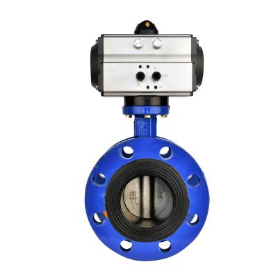 China General D641X-16Q EPDM Air Actuator Seat Double Flange Ductile Iron Single Acting Butterfly Valve for sale