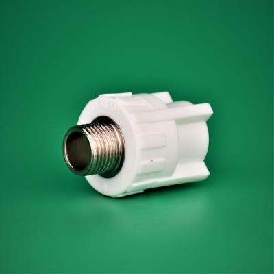 China General White External Pipe Fittings PPR Fittings Thread Hot Melt Straight Tubing Head for sale