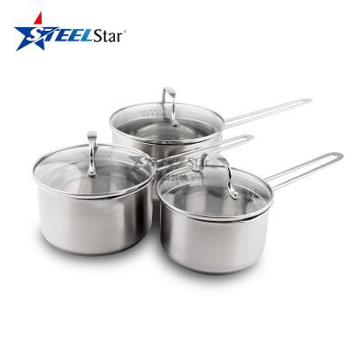 China Sustainable 6PCS Stainless Steel Home Kitchen Milk Pot Sets Induction Bottom Cookware Pot Pan Set for sale