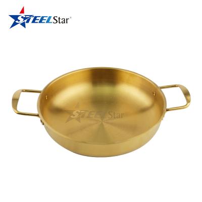 China Multifunctional Gold Stainless Steel Sliver Ramen Pot Double Ear Pot Induction Cooker Modern Korean General Dry Gas Stove Paella for sale