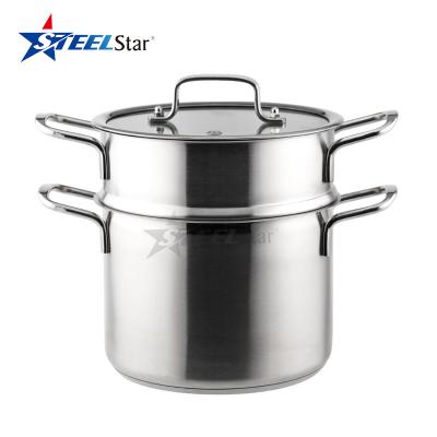 China Sustainable Metal Stainless Steel Restaurant Kitchen Cooking Asparagus Pot Spaghetti Large Pot With Glass Lid for sale