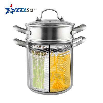 China Asparagus Viable Pot Kitchen Stainless Steel Good Quality Asparagus Noodle Steam Vegetable Broth Frying Pot Set for sale