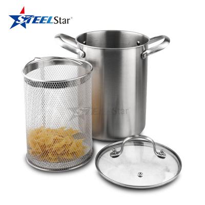 China Sustainable Hot Sale Food Grade 3pcs Asparagus Pot Set With Strainer Stainless Steel Pasta Pot Noodle Pan Set for sale