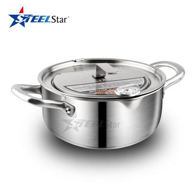 China Deep Frying Pot Kitchen Double Side Deep Fryer Viable Round Pot For Tempura Frying Pot, thicker ss304 material for sale