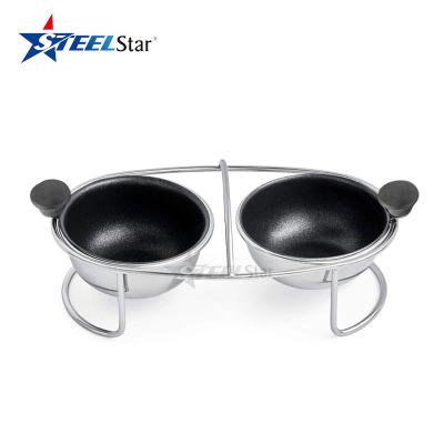 China Viable Stainless Steel Egg Poachers With 2 Pcs , Egg Cup With Full Nonstick Coating for sale