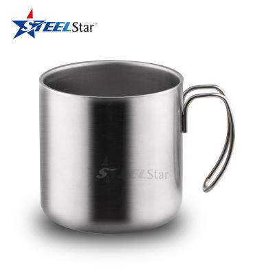 China Viable Customized Sublimation Printing Logo Mugs Black Gift Stainless Steel Water Mug With Handle for sale