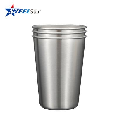 China Disposable Premium Stainless Steel Cups 16oz Premium Pint Cup Metal Tumbler Cups (4 Packs) for sale