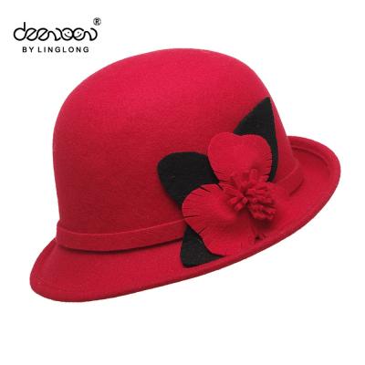 China COMMON coloful narrow-brim women's winter hat for young lady fashion women's hat thrower hats floral and leaf trim for sale