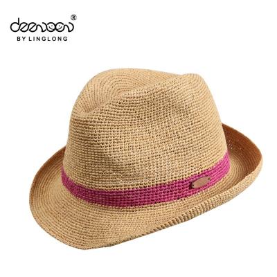 China Sun-protect Wholesale Summer Raffia Beach Men Women Crochet Panama Straw Hat for sale