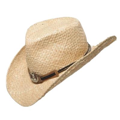 China Sun-protect Custom Raffia Straw Cowboy Hats Wholesale Men Straw Cowboy Sun Hat for sale