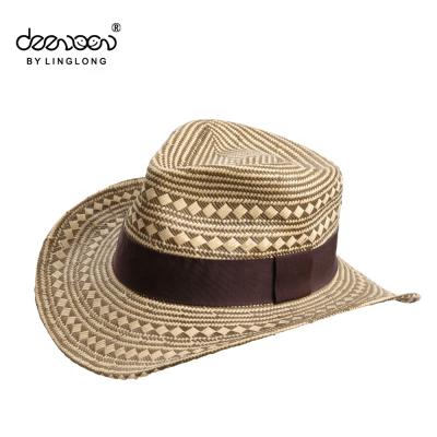 China Sun-protect Straw Cowboy Hat Custom Men's Straw Cowboy Hat Wholesale Paper Hats for sale