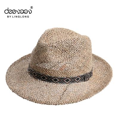 China Sun-protect Cavity Straw Fedora Hats Wholesale Seagrass Straw Fedora Hat for sale