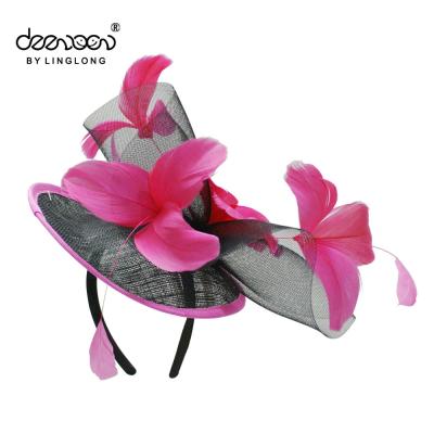 China PARTY girls party hat 2019 fascinators sinamay flower hair accessories for sale