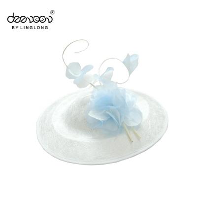 China Character Women Sinamay Fascinator Hats Bases With Feather Wedding Hats for sale