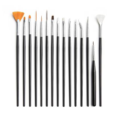 China Eco-friendly wholesale 15pcs  black artist watercolor oil paintings brushes set for sale