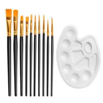 China Eco-friendly 11piece set of oil plastic art watercolor gouache painting brush set with plattee for sale