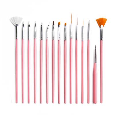 China Eco-friendly 15pcs set Nylon Hair black pink Handle Oil Acrylic artist brushes for sale