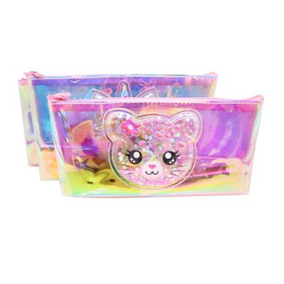 China Good Quality Soft Pink PVC Laser Boutique Holographic Cartoon Zipper Sequined Hot Selling Bag for sale