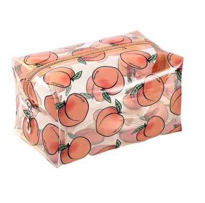 China Travel Makeup Toiletry Organizer Cute Print Cute Print Pouch Cosmetic Storage Bag Clear Transparent Dustproof Shockproof Fruit Waterproof for Women Girls for sale