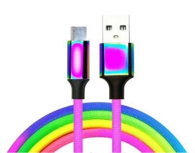 China Best Selling Mobile Phone Colorful Rainbow Nylon Braided 1.5m C Charging USB Cable Charger Cord For Huawei for sale